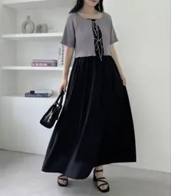 NICE CLAUP ニットセットマルチウェイワンピース ブラック タグ付き美品