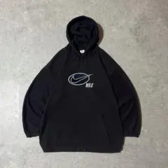 90s USA製 NIKE プルオーバーパーカー フリースパーカー ブラック M