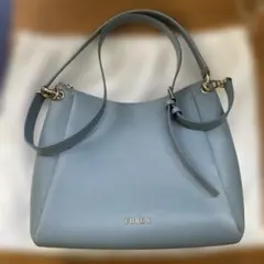 ● FURLA レザー 2way バッグ 水色 ワンショルダーバッグ
