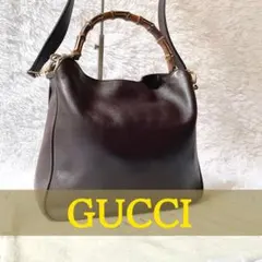 【美品✨】グッチ 2way ショルダーバッグ バンブー 本革 レザー ブラウンのサムネイル