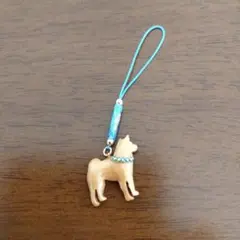 高級　木製　手作り　ハンドメイド ストラップ　柴犬　首輪はスワロフスキーガラス②