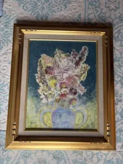花瓶に生けられた花の油彩画 額装品 - メルカリ