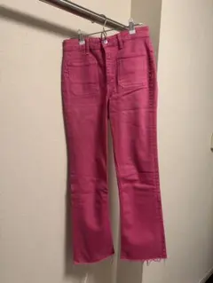 ZARA ピンク デニムパンツ 切りっぱなし