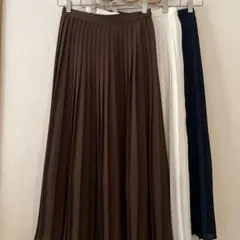 2枚組 UNIQLO ユニクロ シフォンプリーツロングスカート 紺S 白M