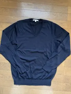 メリノカシミヤ Vネックセーター M ネイビー