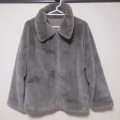 グレー　フリース 襟付きジャケット
