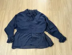 mystic ブラック コットンニット/シアーブラウス 2点セット