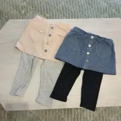 petit main プティマイン ハート ポケット スカッツ 2点 90cm