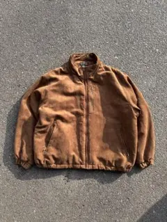 【90s vintage】ジップブルゾン　スイングトップ　スエード　短丈　古着