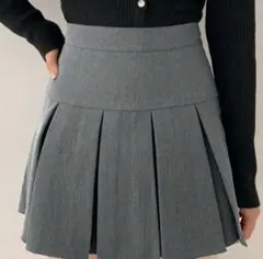 韓国風 ガーリー プリーツスカート ミニ丈 グレー