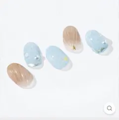 ohora ネイルシールセット 水色 ベージュ　パール　3Dエンボス　マーブル