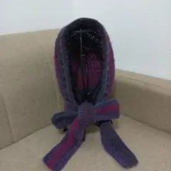 マフラー付き　ボンネット　バラクラバ　バラボネット　ハンドメイド　かぎ針編み