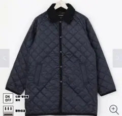 【オリヒカ】ネイビー キルティングジャケット コーデュロイ襟