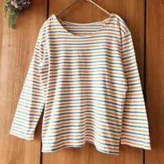 ❣️【150cm】GITA オレンジ 青 ストライプ 長袖 ロンTシャツ 女の子