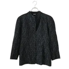 【昭和レトロ】レナウン ペイズリー柄 ジャケット/シルク ウール混/ダークグレー