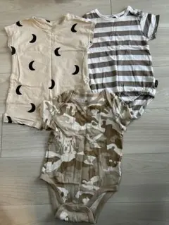 GAP ロンパース3点セット（月・ストライプ・迷彩）