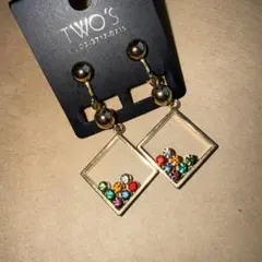 【お値下げしました☆】ヴィンテージ マルチカラーストーン イヤリング