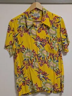 Hawaiian Aloha イエローフラワー アロハシャツ L