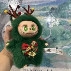 海外限定ジモモ 激レア グリーン クリスマス仕様ラブブ キーホルダーぬいぐるみ