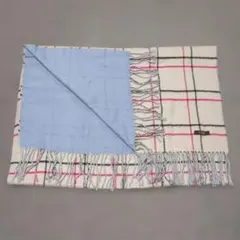 B. design リバーシブルチェック柄*水色ストール