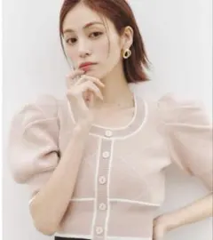 SNIDEL バイカラークロップドニットプルオーバー