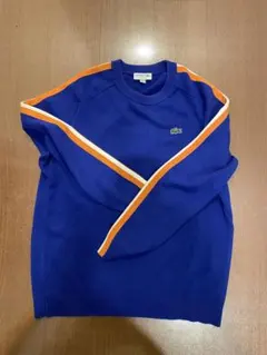 【美品】Lacoste 青 ストライプ ニットセーター