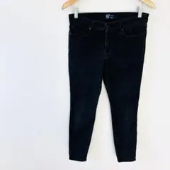 【ギャップ】ショートレギンスデニムパンツ　28インチ　M　黒ブラック　褪せ色