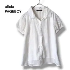 alicia PAGEBOY レディース ストライプ 半袖 ブラウス シャツ春夏