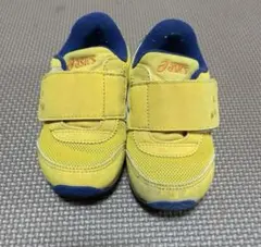 【クリーニング済み】　asics イエローベルクロ キッズシューズ 14.5cm
