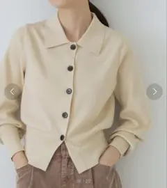 URBAN RESEARCH アイボリー　シャツカラーショートカーディガン