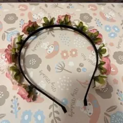 フラワーヘアバンド ピンクと白の花のサムネイル