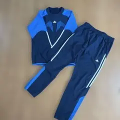 adidasアディダス160 ピステ上下セット　ジャージ　ネイビー　ブルー