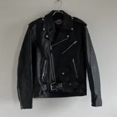 90s vintage ash gee ダブル レザージャケット 黒 古着