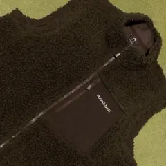 良品★モンベル★クリマプラスシーリングベスト★ブラウン★L★ボアフリースベスト