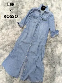 別注 アーバンリサーチロッソ リー デニムシャツワンピース M マキシ丈 青系