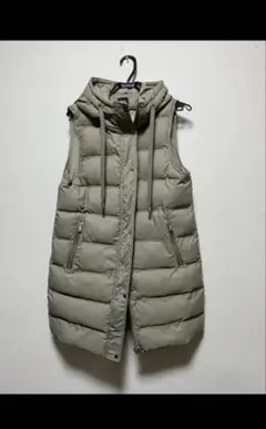 ZARA ザラグレージュミドル丈中綿ダウンベスト