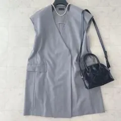 【日本製✨美品】ヤマダヤ　Aga アーガ ロングベスト ジレ グレー 9号 上品