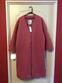 ☆【LAKOLE】Vネックノーカラーコート　ピンク〈新品未使用タグ付き〉☆