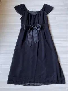 anySiS ワンピース ノースリーブ シフォン ドット リボン