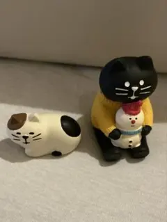 コンコンブル　雪だるま黒猫　concombre ニット　まったり猫