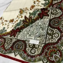 Christian Dior 大判 スカーフ ハンカチ ペイズリー ゴールド