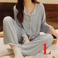 【Lサイズ】パジャマ 上下セット ルームウェア 前開き 部屋着 かわいい柄