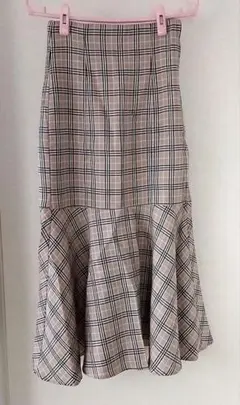 ナイスクラップ　チェック柄 マーメイドスカート ピンクベージュ