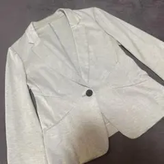 新品タグ付き✨未使用【クードシャンス】ノーカラージャケット ホワイト 白 40 日本製】ファンシーツィードジャケット（ノーカラージャケット