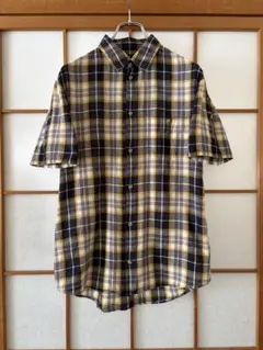 apc アーペーセー チェック柄 半袖シャツ イエロー×ネイビーのサムネイル