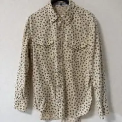 004-JAPAN BLUE 藍　桜柄シャツ　シルバー×ホワイトボタン　Lサイズ