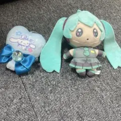 初音ミク ぬいぐるみとハート型マスコット2個セット　シナモン　初音ミク　タグ付き