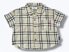 POLO Baby チェックシャツ 90 半袖 ベージュ 男女兼用