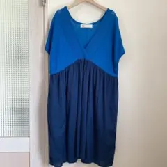 CALINER 麻×綿 異素材 ナチュラル ゆったり チュニックワンピース