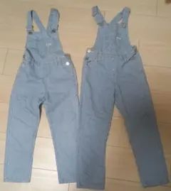 MPS 青色ストライプ オーバーオール　110㎝　120㎝　SET